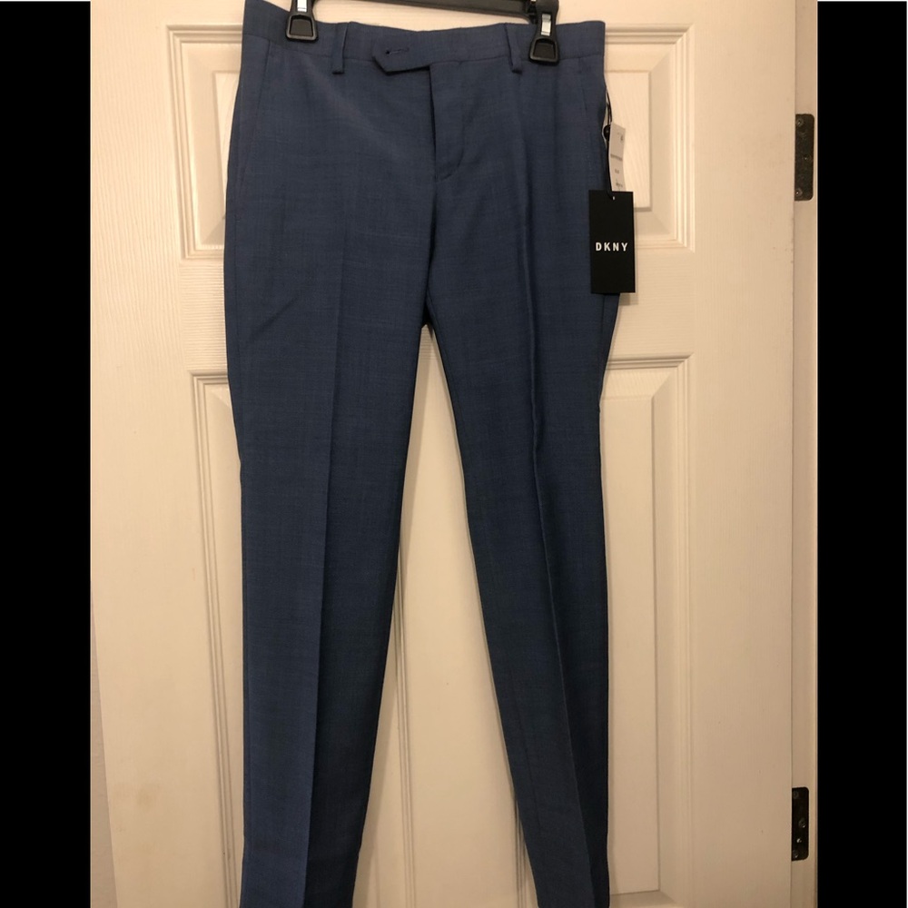 DKNY Solid Blue Suit Pants